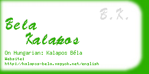 bela kalapos business card